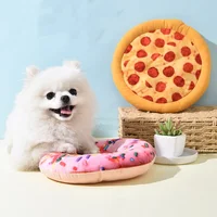 New Plush Dog Toy Doughnut Pizza Shape Pet Squeaky Toys for Small Large Dogs Cleaning Teeth Puppy Chew Sound Toy Pet Supplies 6