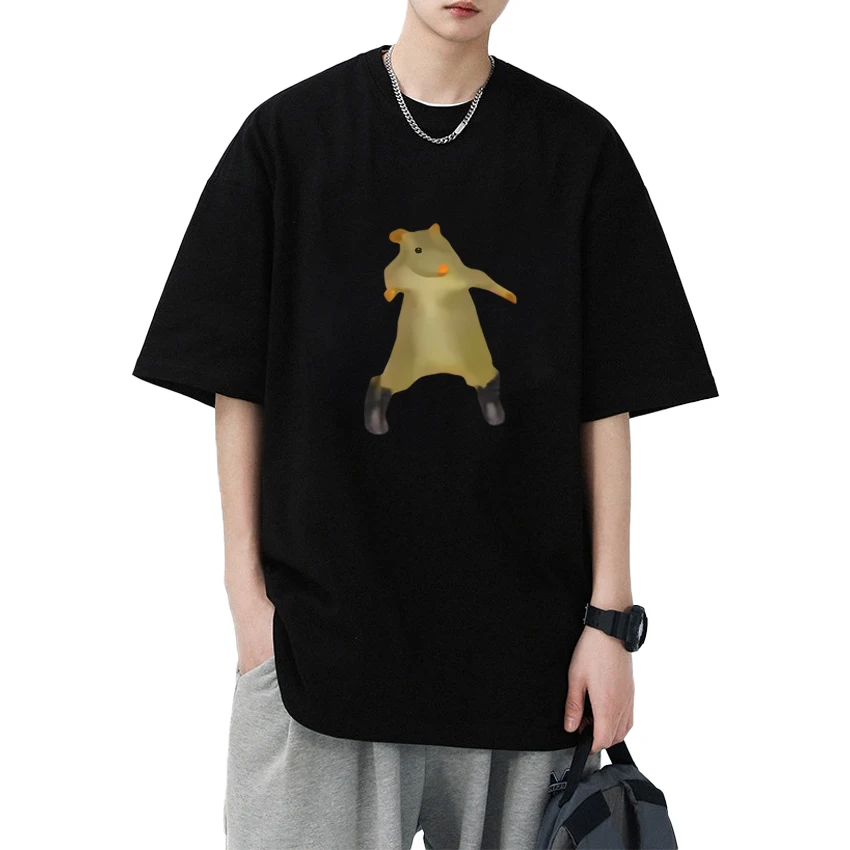 

2025 Funny Rat Dance Meme Graphic Tee shirt 100% Cotton Summer Oversized Men Women Cute Kawaii short sleeve T-shirts Unisex Tops