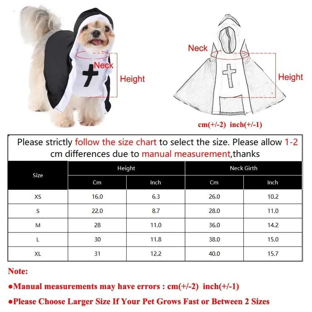 

Funny Dog Halloween Cosplay Costume Cute Dog Nun Clothing Christ Jesus Cross Puppy Clothes For Small Big Dogs Cats Pet Outfits