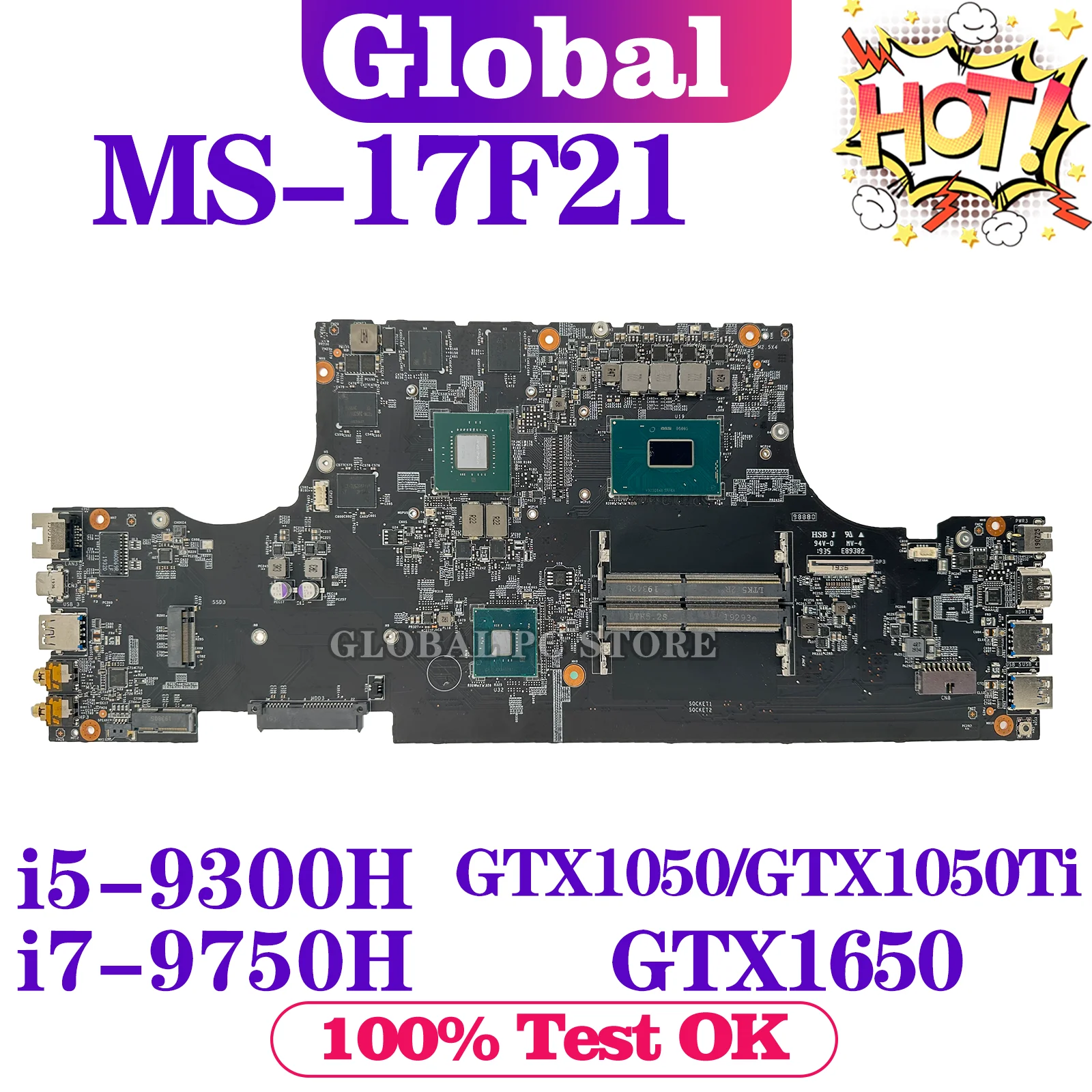 

KEFU Mainboard For MSI MS-17F21 MS-17F2 Laptop Motherboard i5 i7 9th Gen GTX1050/GTX1050Ti/GTX1650-V4G