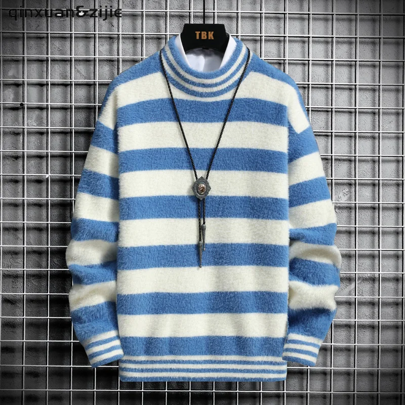 2022 Korean Sweaters Men Autumn Solid Color Wool Sweaters Slim Fit Women Street Wear Mens Clothes Knitted Sweater Men Pullovers