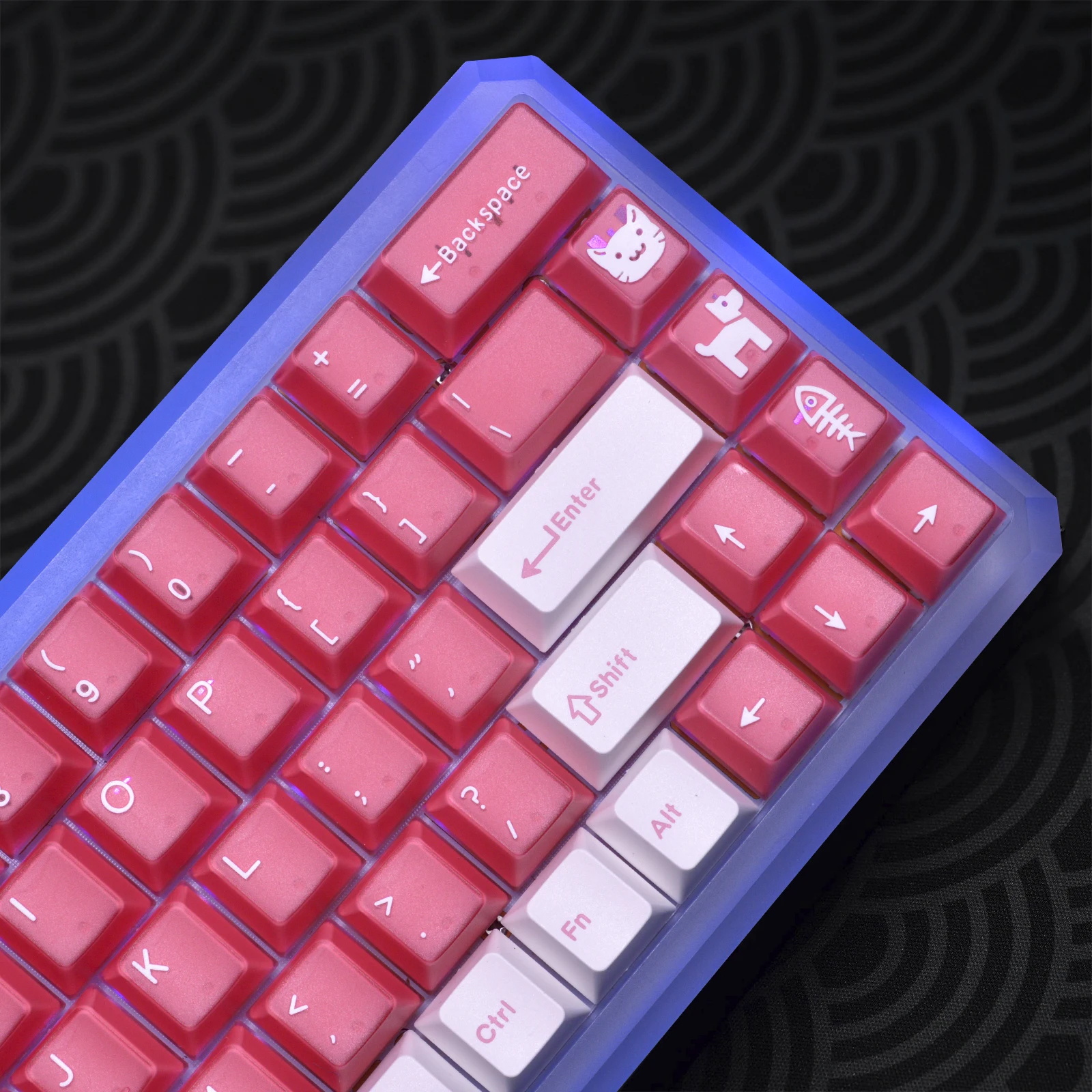 Translucidez moteada Multicolor, 184 teclas, perfil de cereza PBT para teclado mecánico, teclas de Anime retroiluminadas bonitas de doble disparo