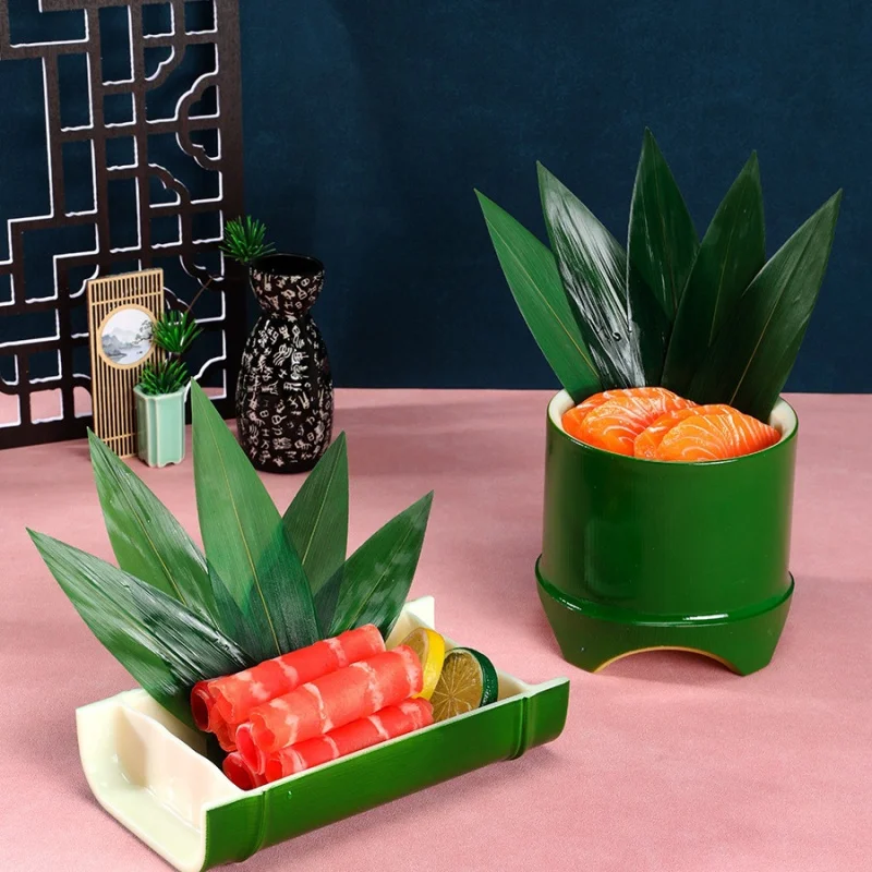 Fresh Bamboo Leaf Vacuum Packaging Swing Plate Decoration Sashimi Sushi Streptolirion Japanese Cuisine Decorative Grass Cast Lea