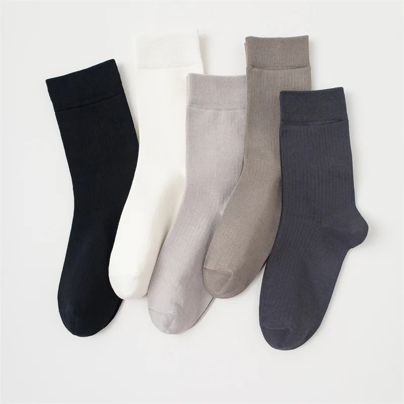 

Мужские носки, вязаные хлопковые дышащие черные, белые, серые, хаки, длинные носки, мужские повседневные модные однотонные деловые носки, подарки