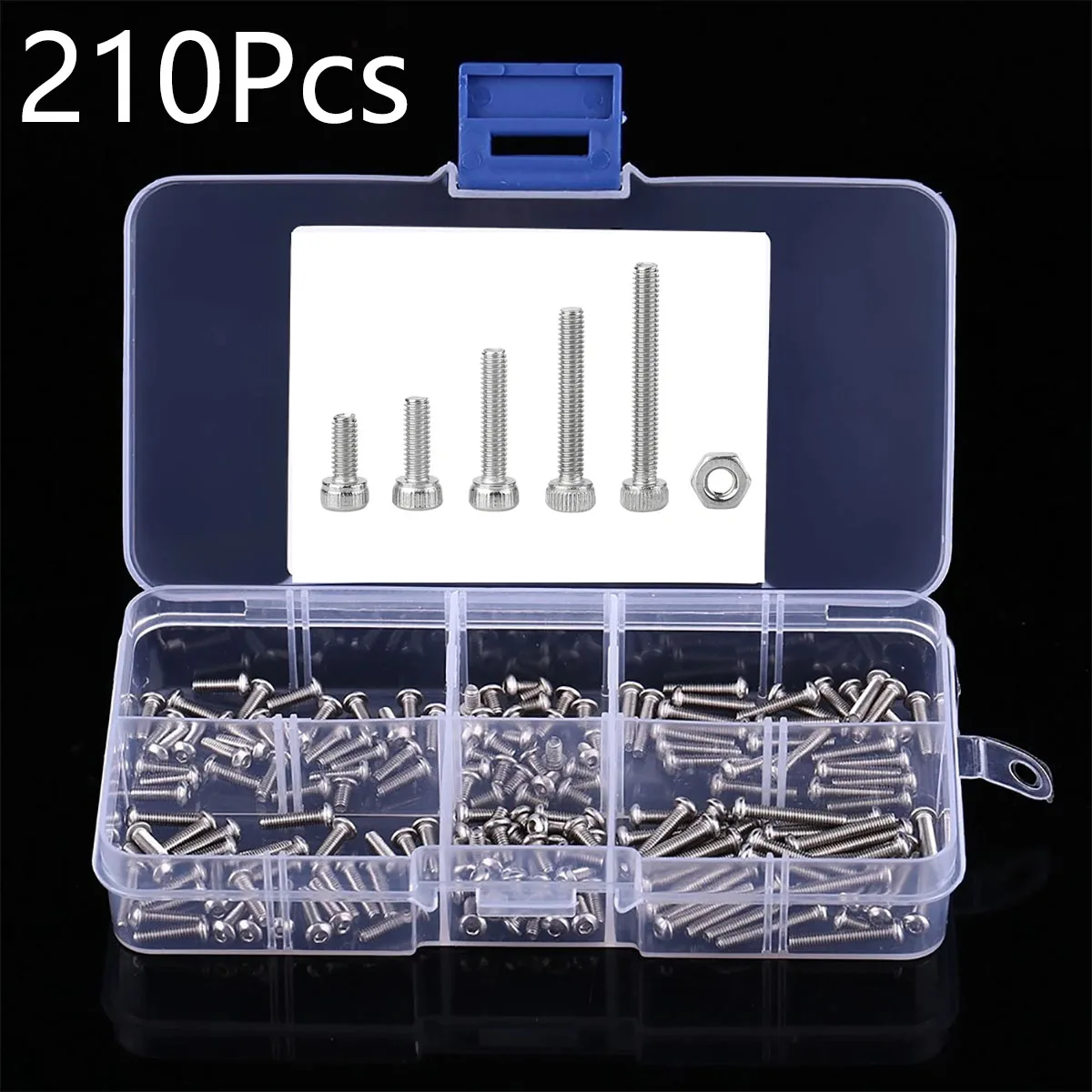 

210Pcs M2.5 Stainless Steel Hex Socket Cap Screws Nuts Kit Multifunctional Hardware Tool For Equipment Assortment Kit Fastener
