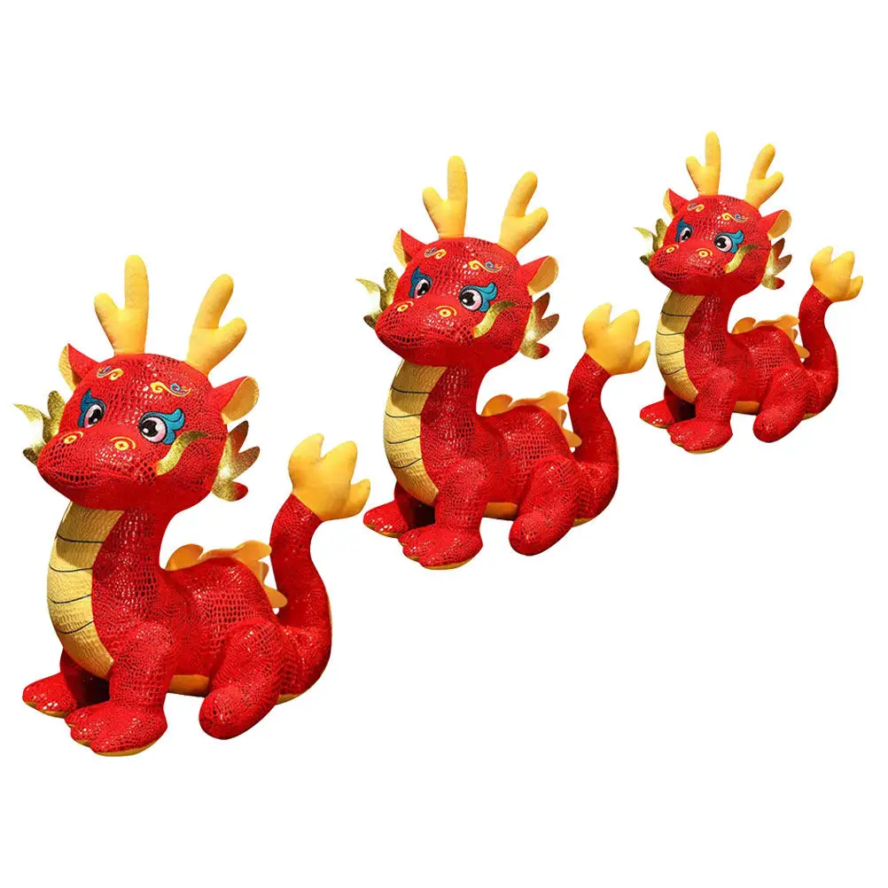

Набор из 3-х мягких игрушек-драконов, милые плюшевые фигурки из ПП-хлопка, украшение, новогодний талисман, подарочный набор китайского зодиака, 20 см, 24 см, 30 см