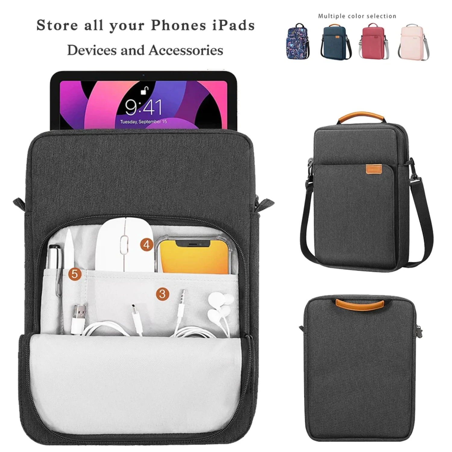 Stylish Lightweight Tablet Bag for 11 and 12.9-inch Pro, 9.7-inch Mini Air, and 9-11 Inch Tablets. Includes Slim and Stylish Mac