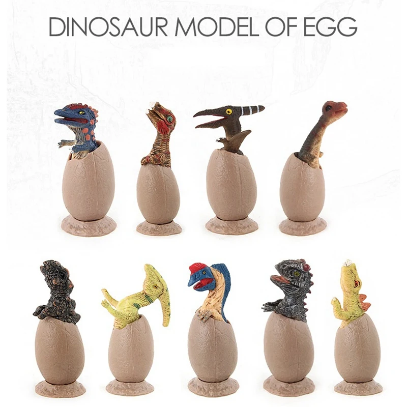 9 PCS/Set Dinosaur Handmade Model Half Hatched Dinosaur Egg Model With Pedestal Funny Novel Toys Boys Girls Toys Gifts