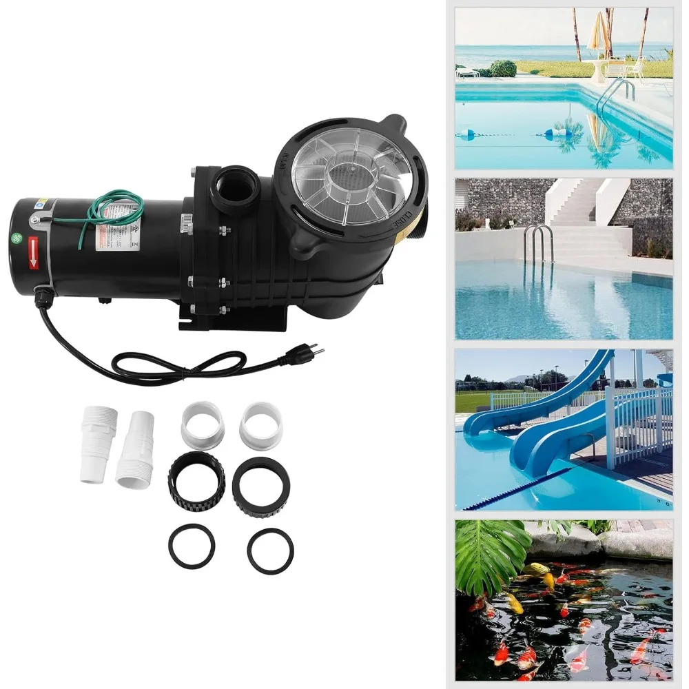 Swimming Pool Pump 1.5 HP Single Speed Pumps 1100 W 108 GPM Dual Voltage Pool Pump with Strainer Basket for Pools