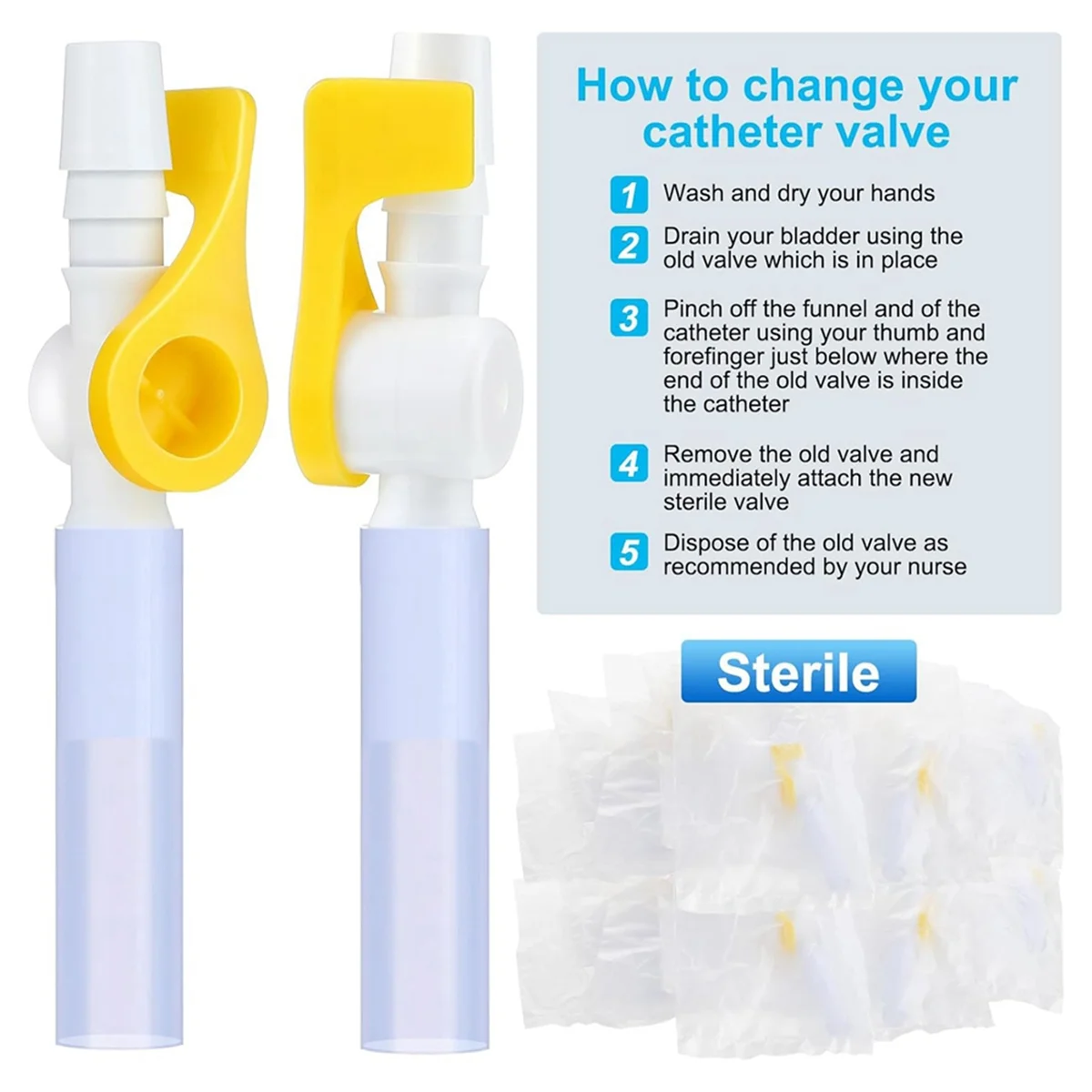 Valvola per catetere da 15 pezzi valvole per sacca per catetere di drenaggio delle Urine con bordi lisci e tubi in Silicone