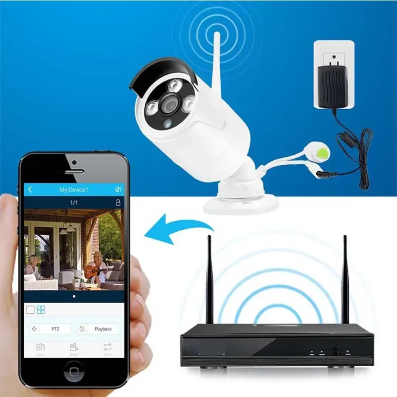 1080P 2.0mp 4 قناة واي فاي كاميرا مقاومة للماء أطقم المنزل CCTV HD 4ch نظام كاميرا أمان لاسلكية مجموعة