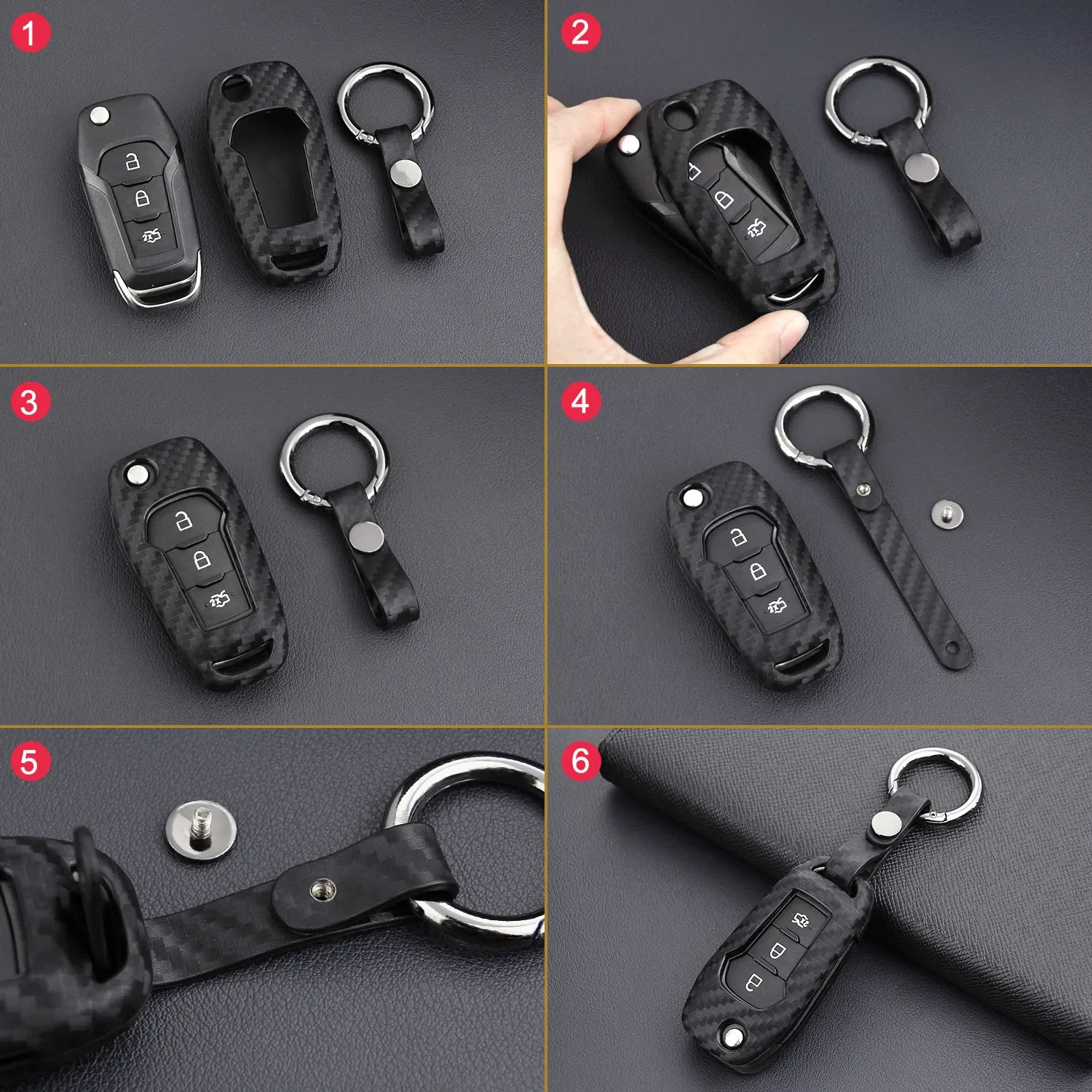 Flip Car Key Fob Cover Case Chain For Ford Bronco Explorer Escape Ecosport F150 Ranger Expedition Maverick Mondeo Focus MK4