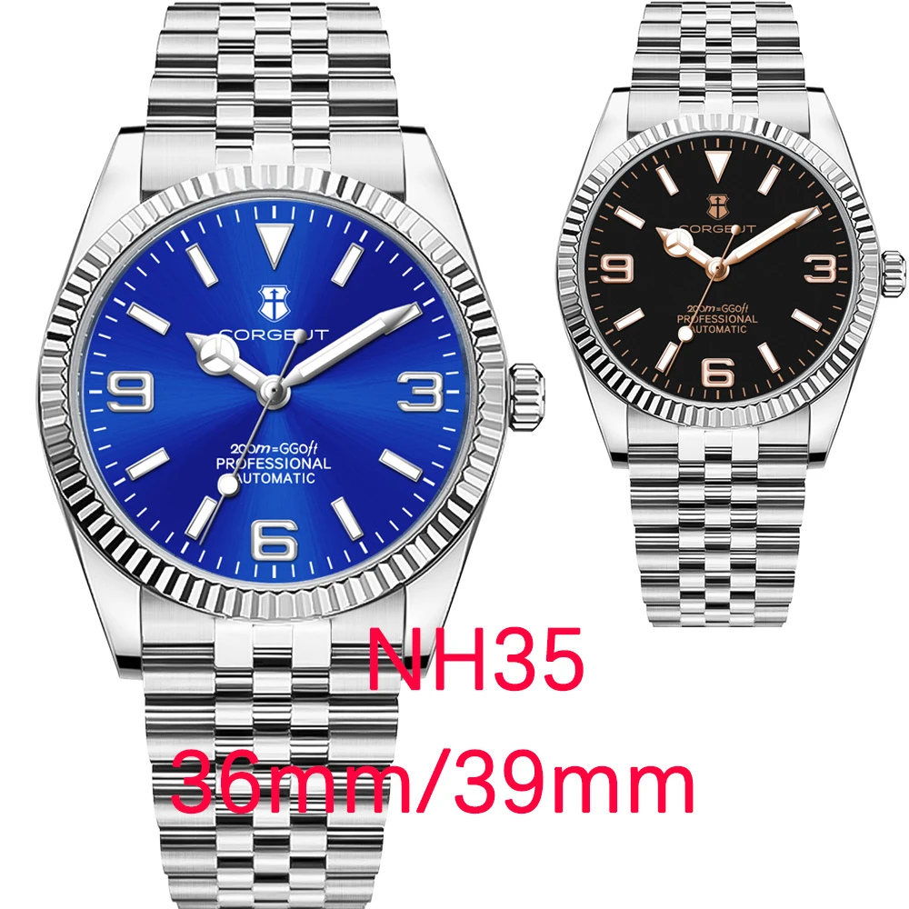 Corgeut 36/39mm Man  Luxury NH35 Automatic Relogio Masculino Mechanical Wristwatch Sapphire Steel Band Men's Watch reloj hombre