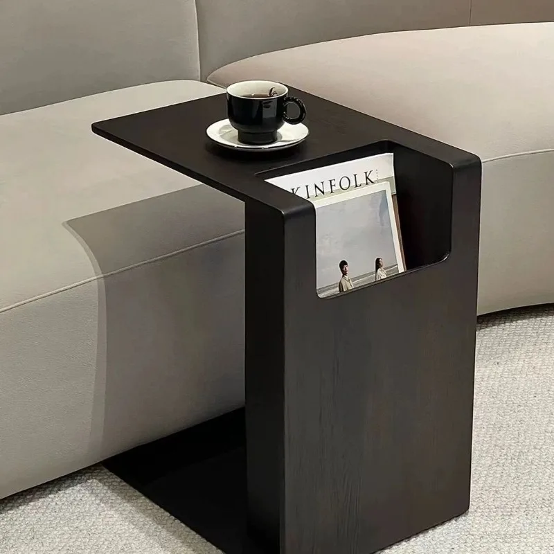 

Italian rubber wood solid wood edge table minimalist storage small coffee table sofa card table simple small apartment