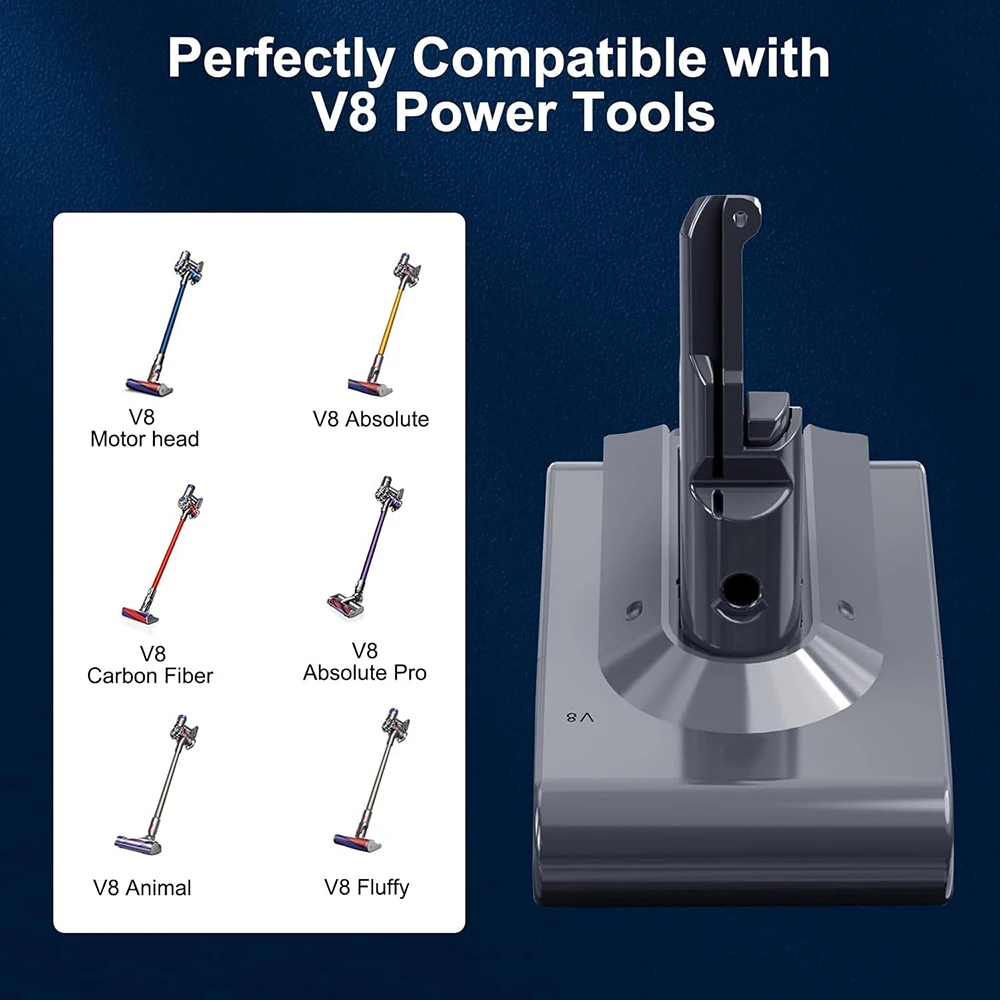 

High Capacity 21.6V 8000mAh Replacement Battery for Dyson V8 Series Absolute Animal Fluffy Motorhead Cordless Vacuum Cleaner