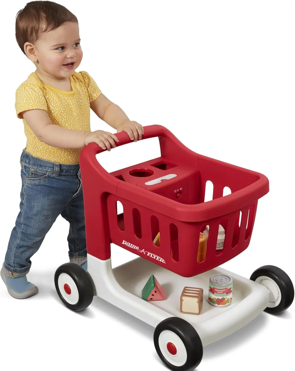 

Toddler Shopping Cart Walker with Wheels, Lights, and Sound for Ages 1+, Educational Imaginative Play