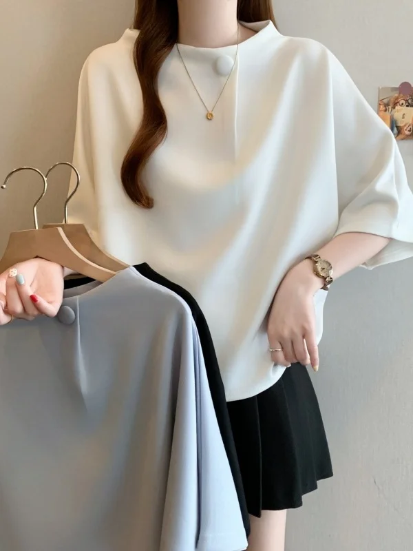 

plus Size Casual Versatile High-End White Short Sleeve T-Shirt Fashionable Simple Slimming Top for Summer 2026 Pear Shaped Women