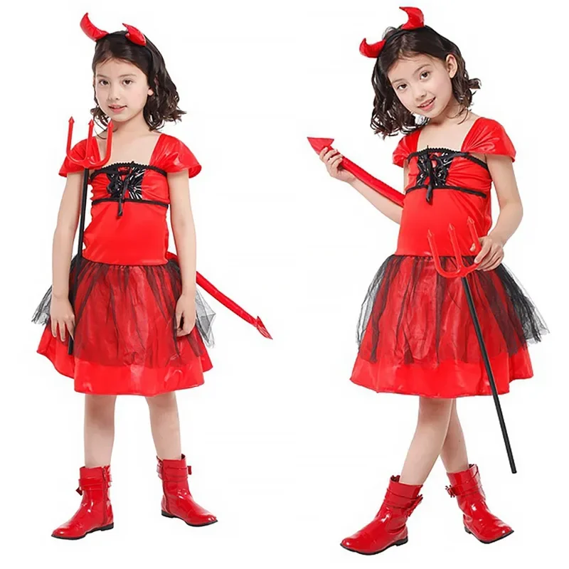 Kids Vampire Costume Count Dracula Cosplay Vampiress for Girls Purim Halloween Party Fantasia Dress Up
