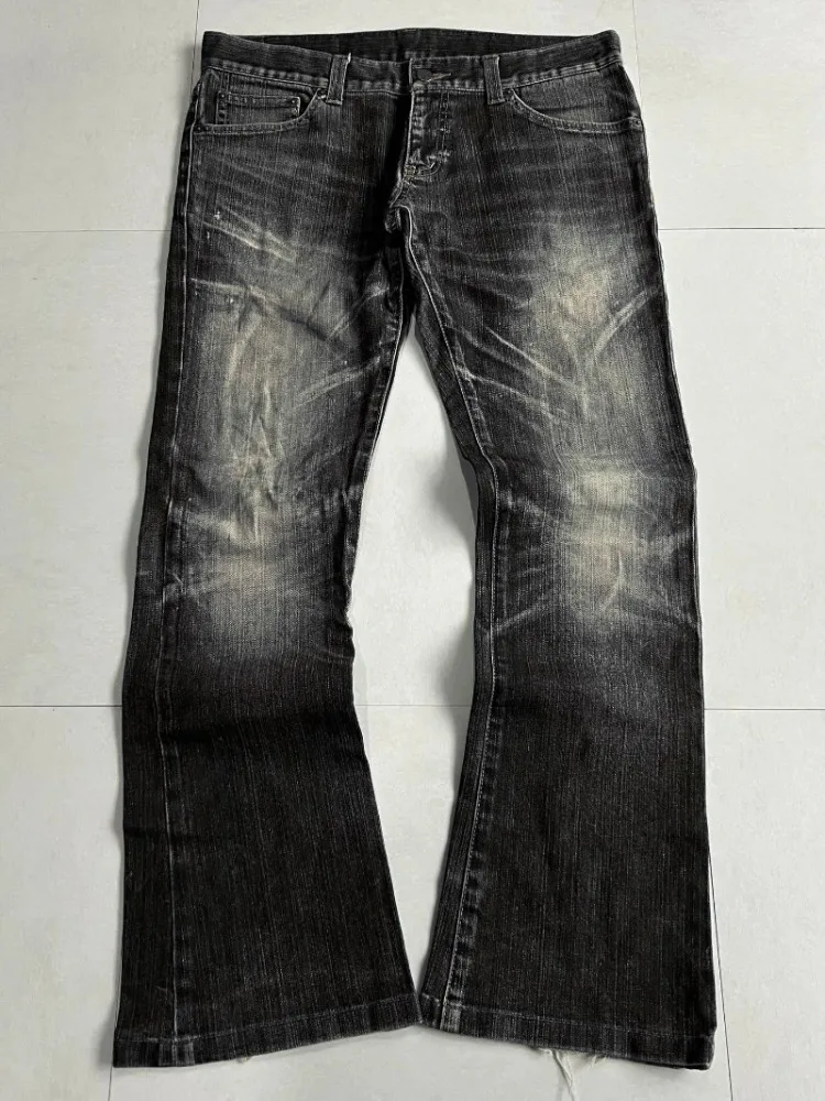 Image of Deeptown Vintage Y2k Bootcut Jeans für Damen und Herren Distressed Flared Jeans Retro Grunge Streetwear Boyfriend-Stil Gewaschene Denim-Hosen