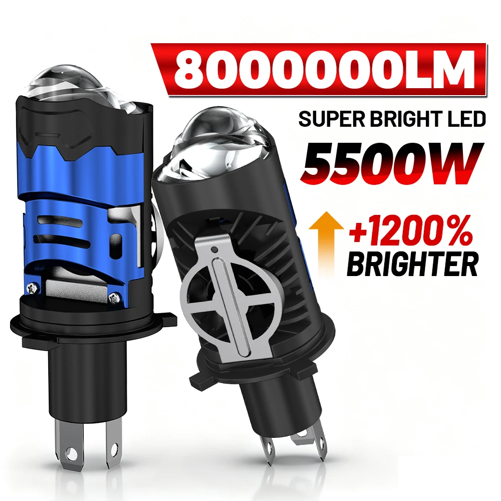H4 Bi LED Projector Lens Car Headlamp Bulbs CANBUS Turbo Fan Wireless Mini Auto Hi/Lo Beam Spotlights Moto Fog Lamps Plug&Play