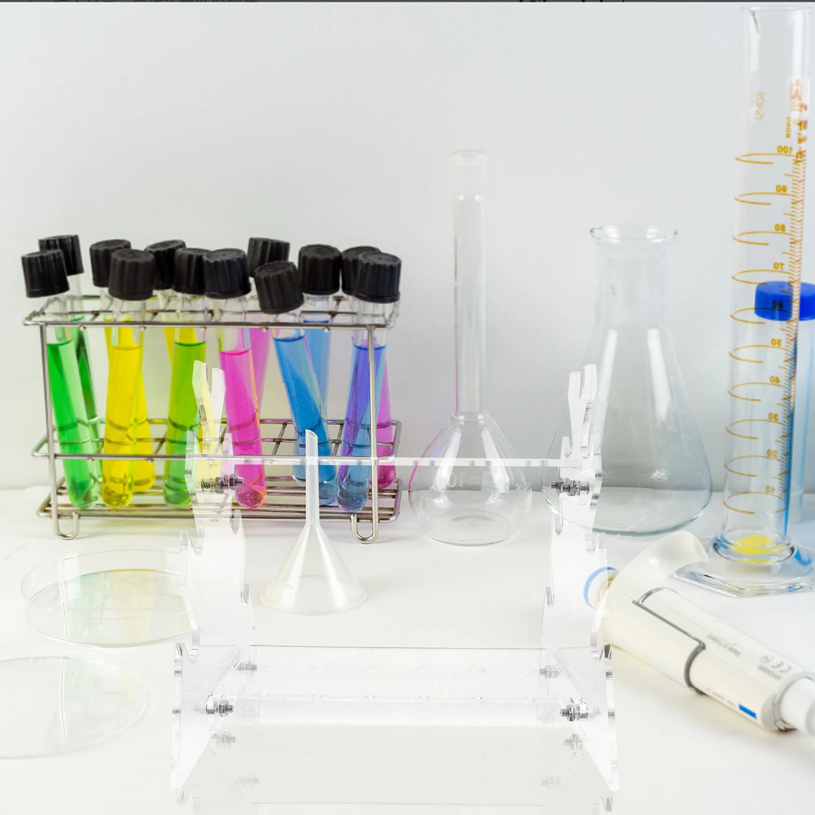 Pipette Storage Rack with Dual Sided Functionality Laboratory Grade Glass Holder for Safe Drying and Organizing Various Tube