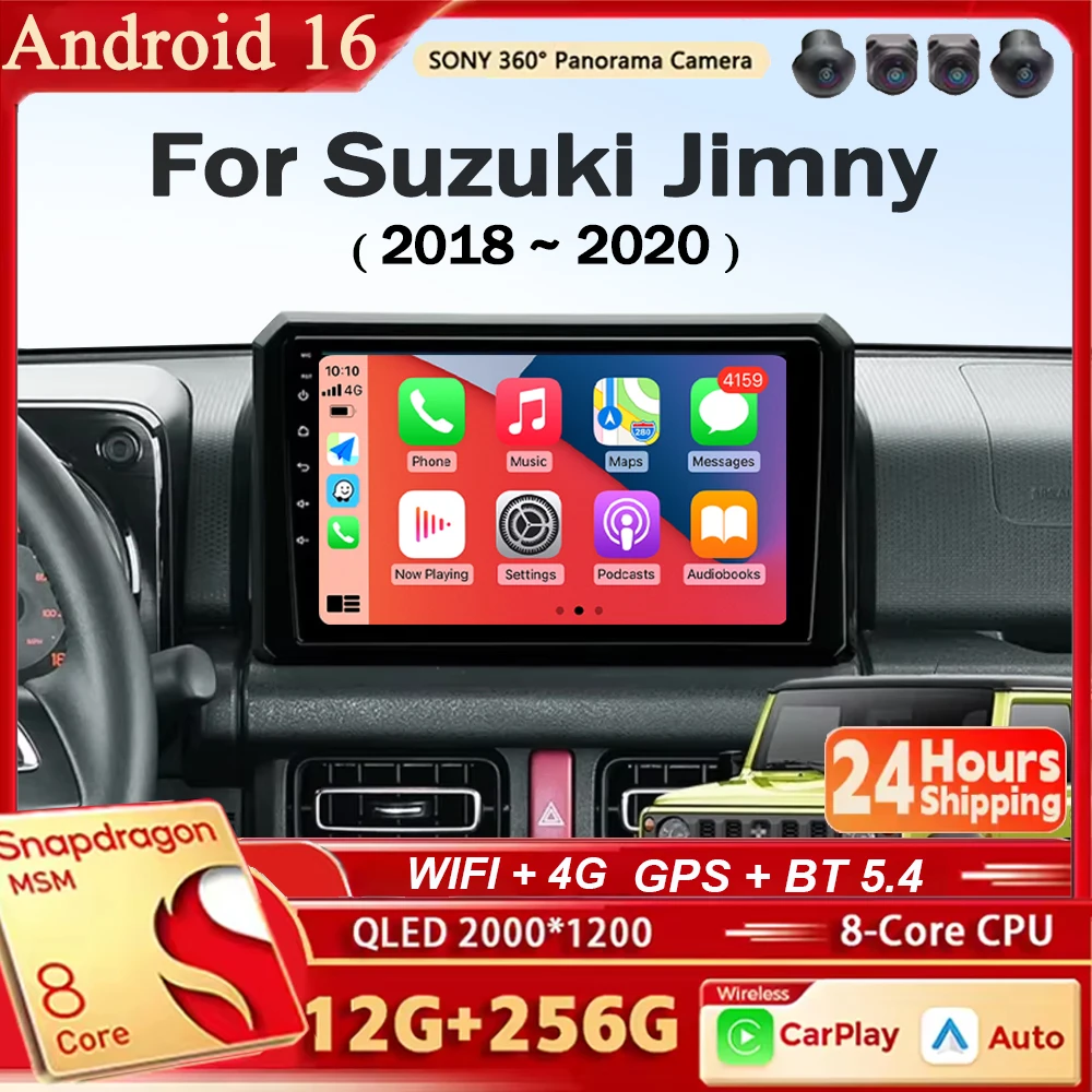 Autoradio multimédia Android 16 pour Suzuki Jimny 2018 2019 2020, lecteur vidéo, GPS, navigation, Carplay, Auto DSP, RDS, 2Din, DVD