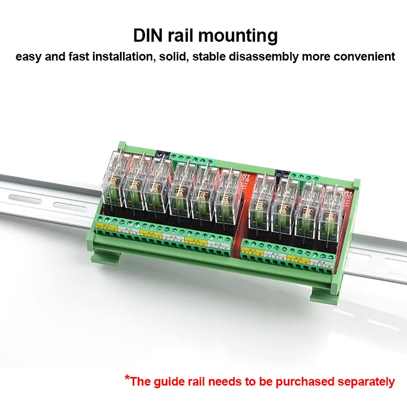 8 Channels 10A 1 SPDT DIN Rail Mount G2R 12V 24V DC Interface Relay Module PNP NPN Compatible 1NO+ 1 NC