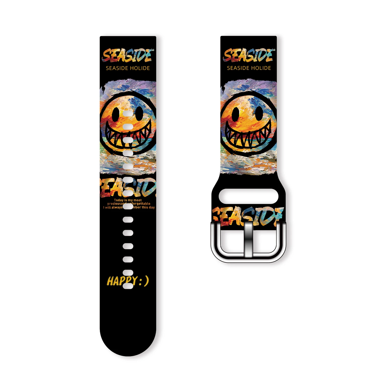 

20mm smiling Printed Strap for Samsung Galaxy Watch 7/6/5 40mm 44mm Band Replaceable Bracelet for Xiaomi Huawei Amazfit Watch