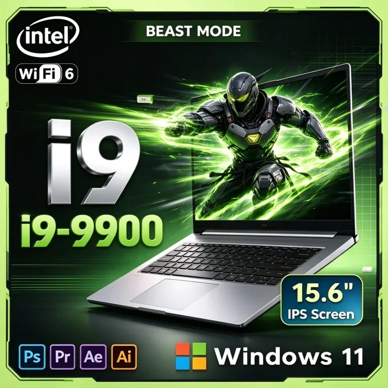 Intel Core I9 9900 15.6 Inch Portable Computer Windows 11 32GB RAM 2TB SSD Fingerprint Unlock Notebook PC For Home Use