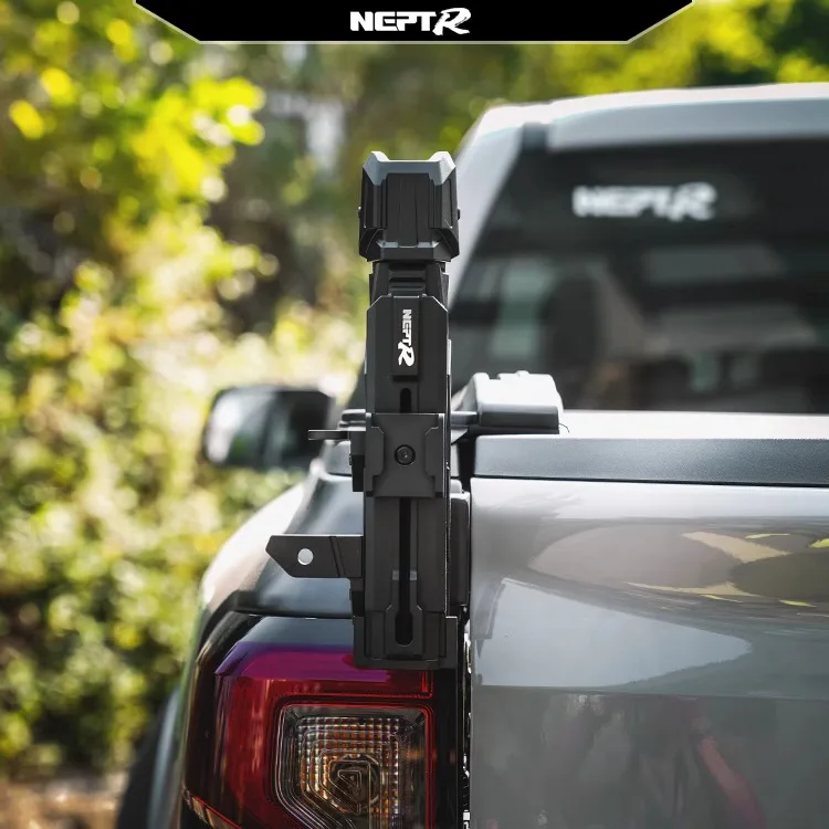 JHO Aluminum Alloy Tailgate Flag Pole Mount 4-in-1 Antenna Spotlight Bracket for Ford Ranger 2023-2026 Off-Road Accessories