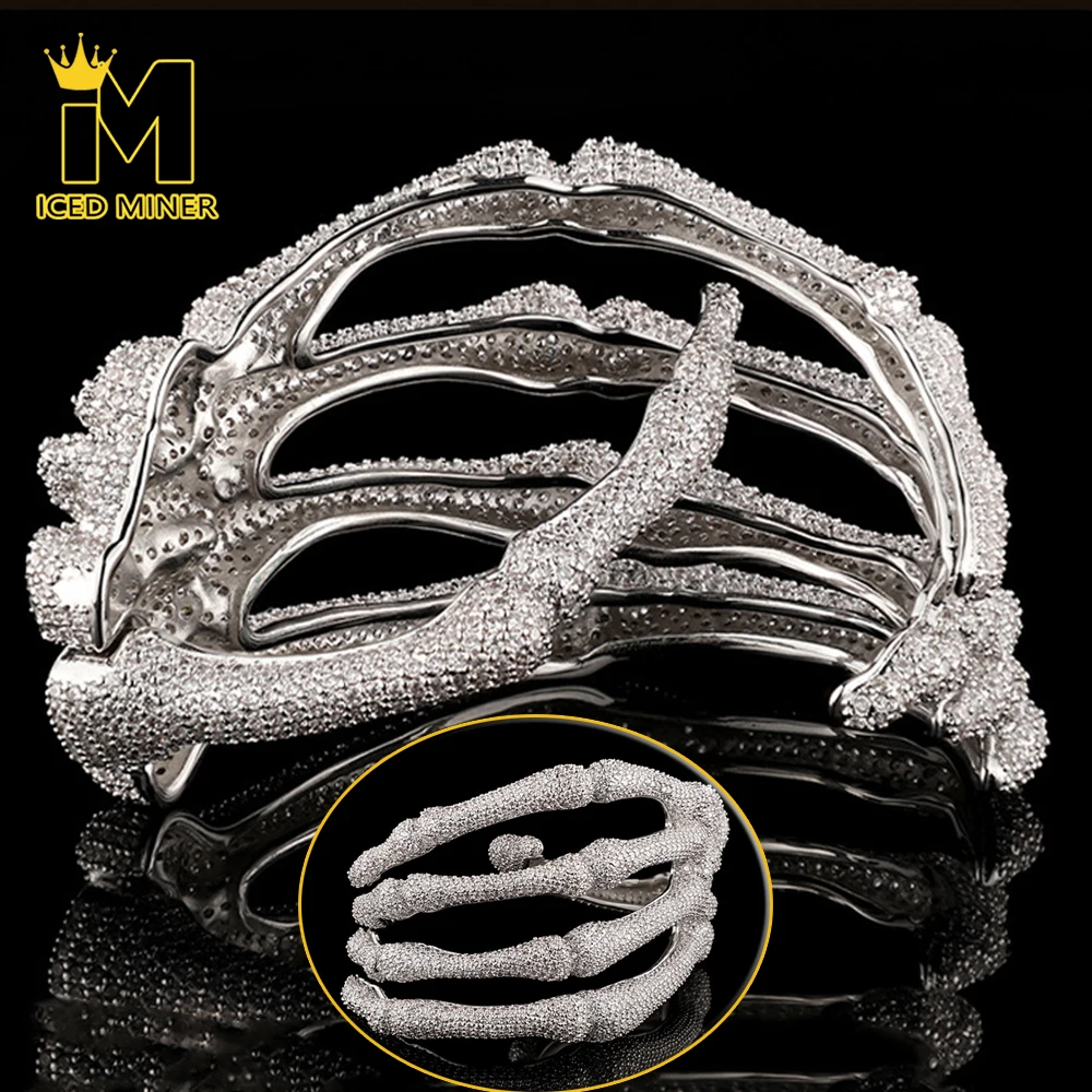 

3D Adjustable Ghost Claw Ice Out Bracelet For Men Hip Hop Style Hollow Skull Bracelet Full Diamond Bracelet Jewelry Free Ship