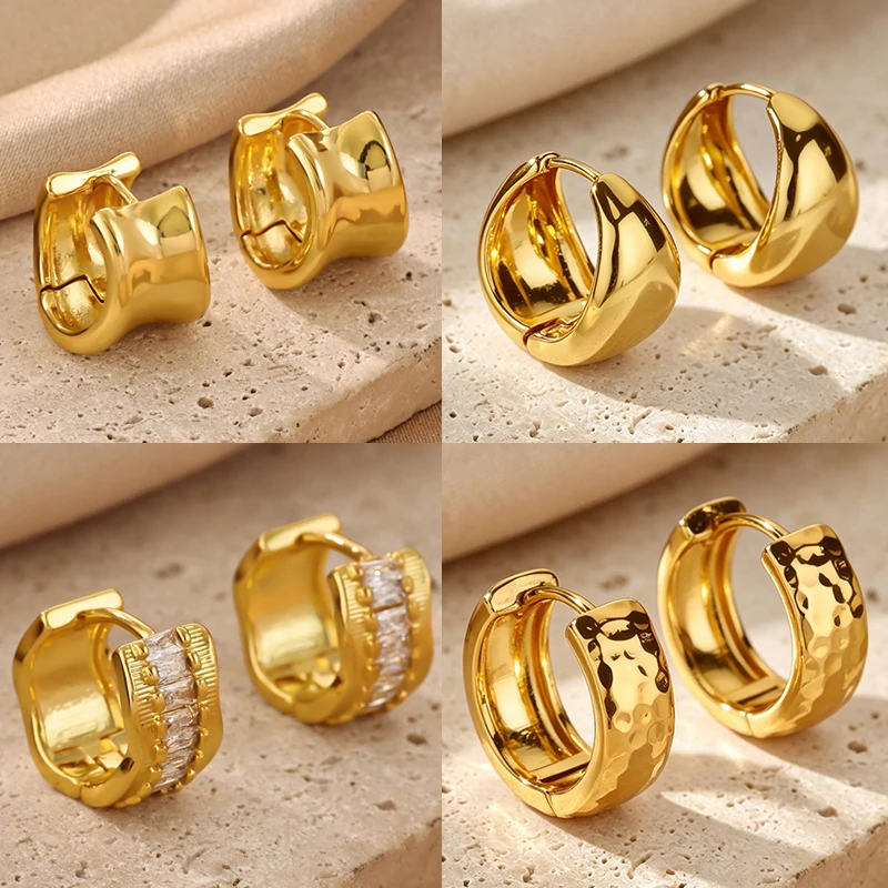 Pendientes Huggie Franceses Vintage para Mujer, Chapados en Oro de 18K, Pequeños Aros, Joyería de Moda, Regalos para Toda Ocasión
