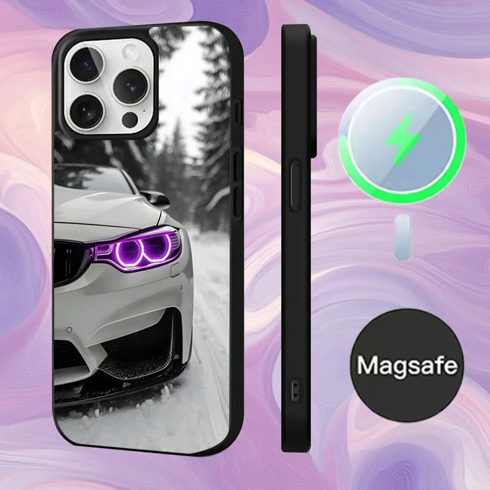 Zwart Wit voor B-BMW Telefoon Case Voor iPhone 16,15,14,13,12,11,Pro,Max,Plus,Mini,Magsafe,Magnetische Draadloze Opladen Case