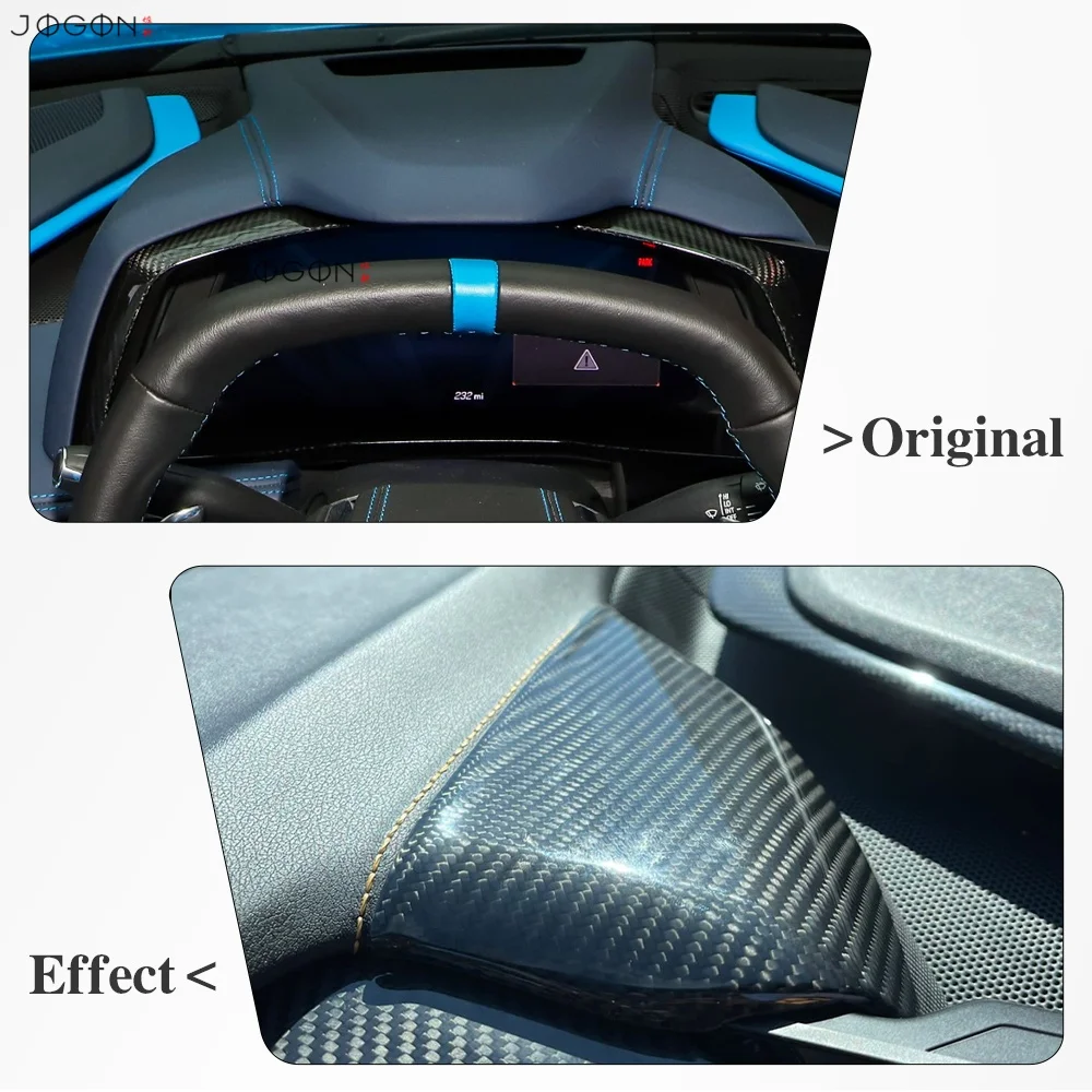 100% Real Dry Carbon Fiber Side Speedometer Instrument Frame Panel Car Interior Decorative Trim For Chevrolet Corvette C8 2020+