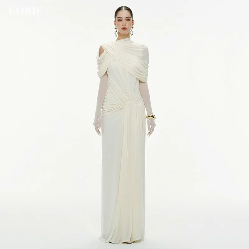 

LORIE Chic Chiffon Evening Dresses Criss-cross Pleats Party Dress Straight Floor-Length Prom Gowns Customized