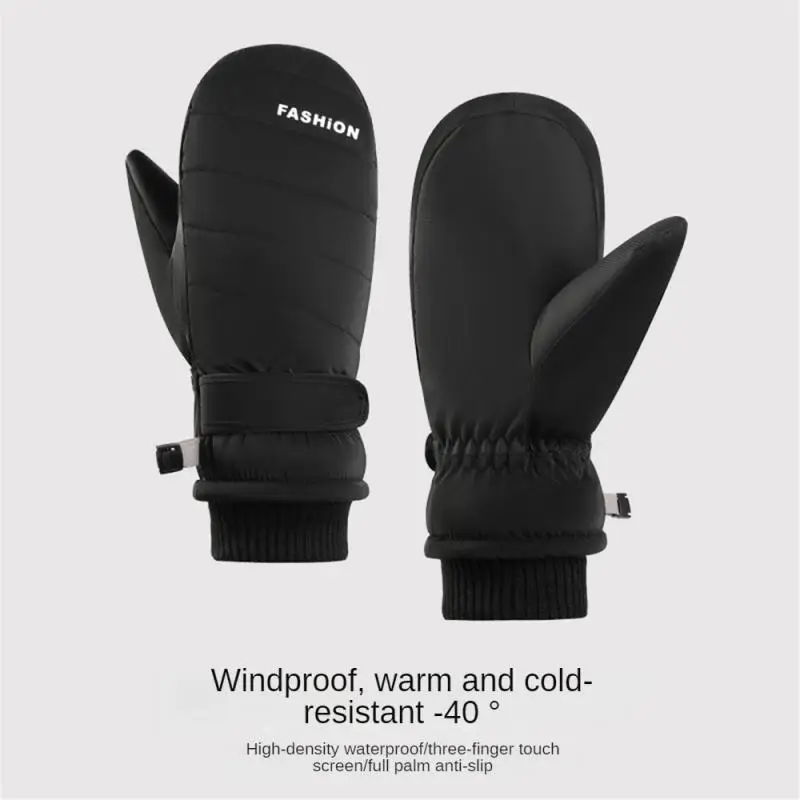 1 Pair Winter Skiing Gloves Waterproof Snowboarding Touch Screen Thermal Thick Snow Gloves Men Women Snowmobile Warm Mittens