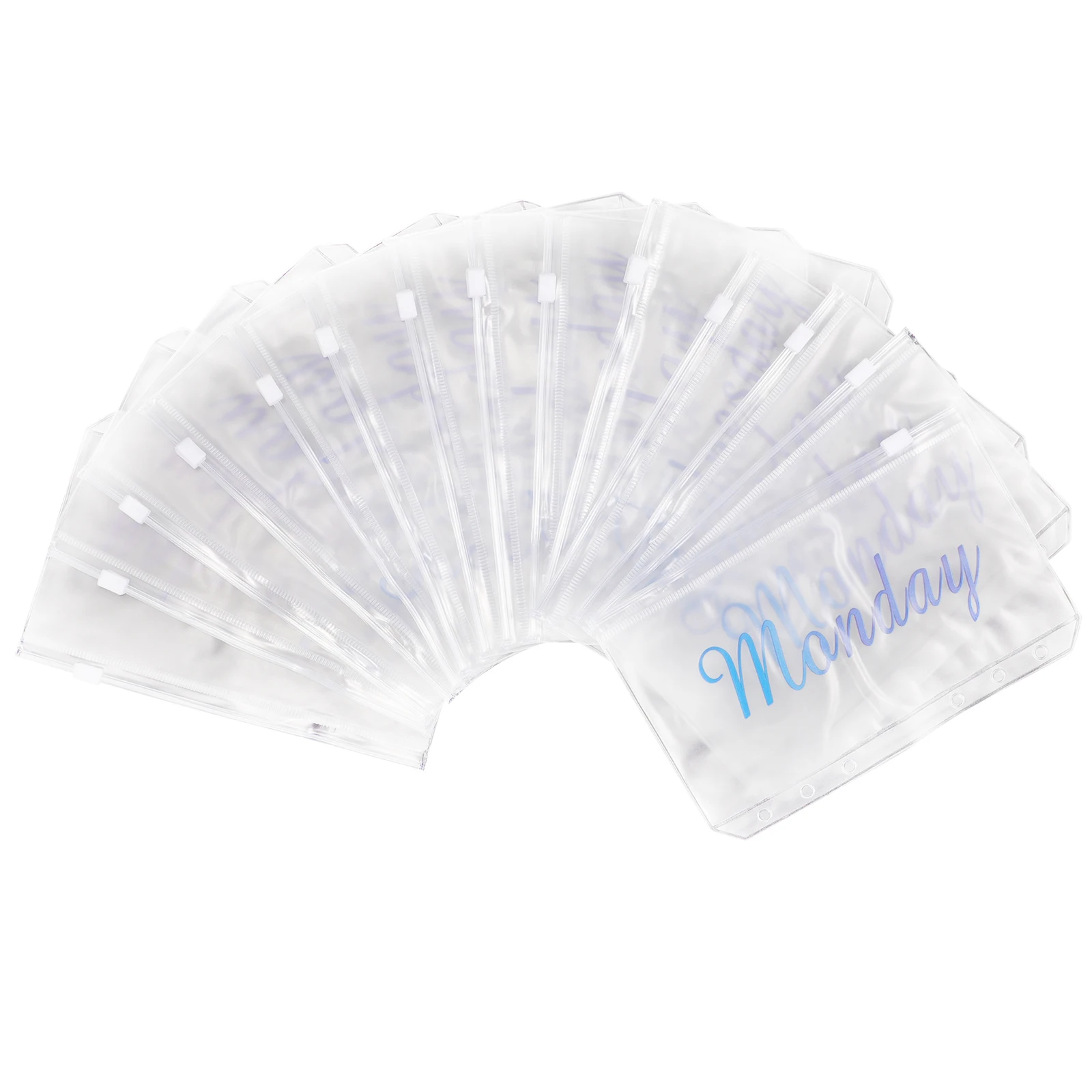 

14pcs A6 Zipper Bags PVC Transparent Documents Pouch Binder Dividers 6-holes Folders Pocket Refill Week Money Saving Challenge