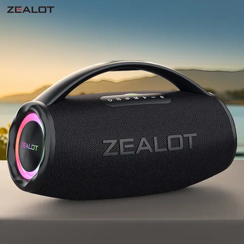 Haut-parleur Bluetooth ZEALOT-S97 80W, puissant haut-parleur sans fil avec poignée Portable, pour fête, Camping, lumière colorée RVB