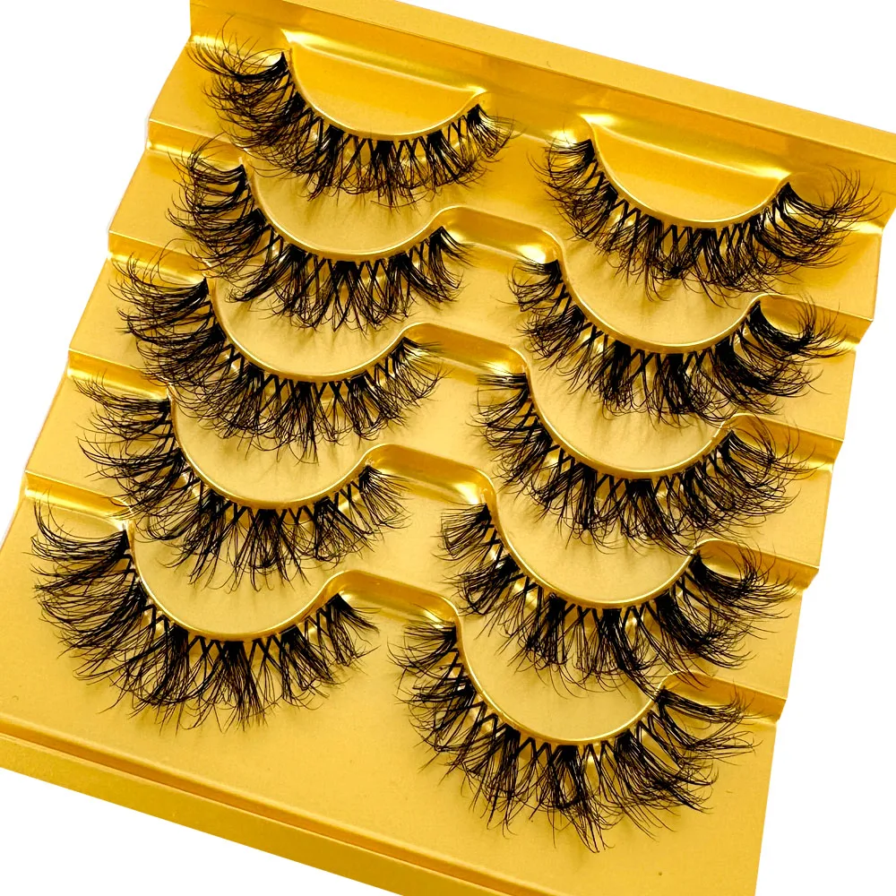 5pairs Mink Eyelashes Invisible Band Lash Extension Natural False Eyelashes Cross Cluster Fairy 3D Faux Big Eye Long Fake Lashes