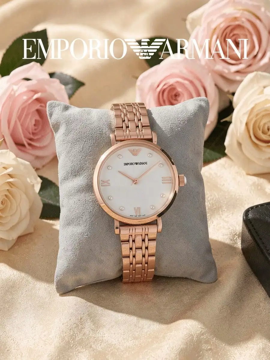 Emporio Armani  Gianni T-Bar Series Ladies Quartz Watch Rose Gold Thin Steel Band Minimalist Fashion Wristwatch Gift for Her