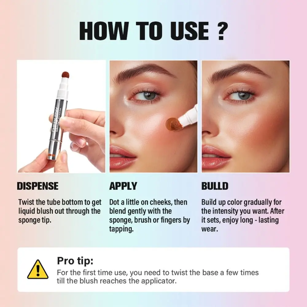 Face Pigment Waterproof 6 Colors Liquid Blush Pen Natural Sweatproof Matte Blush Quick Drying Portable Blush Palette Women