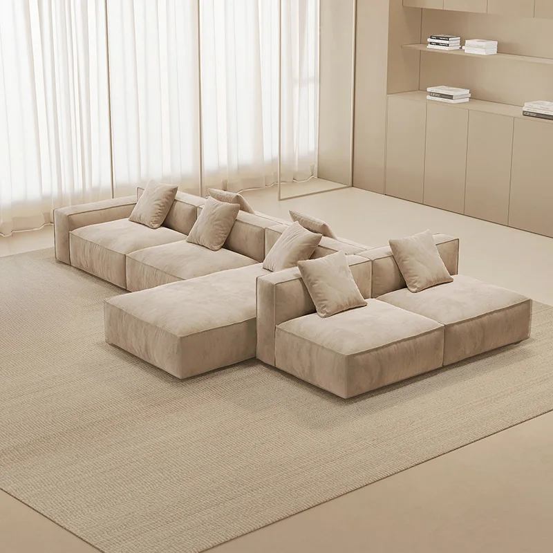 Sofa fabric tofu block Italian minimalist large horizontal hall back to back living room
