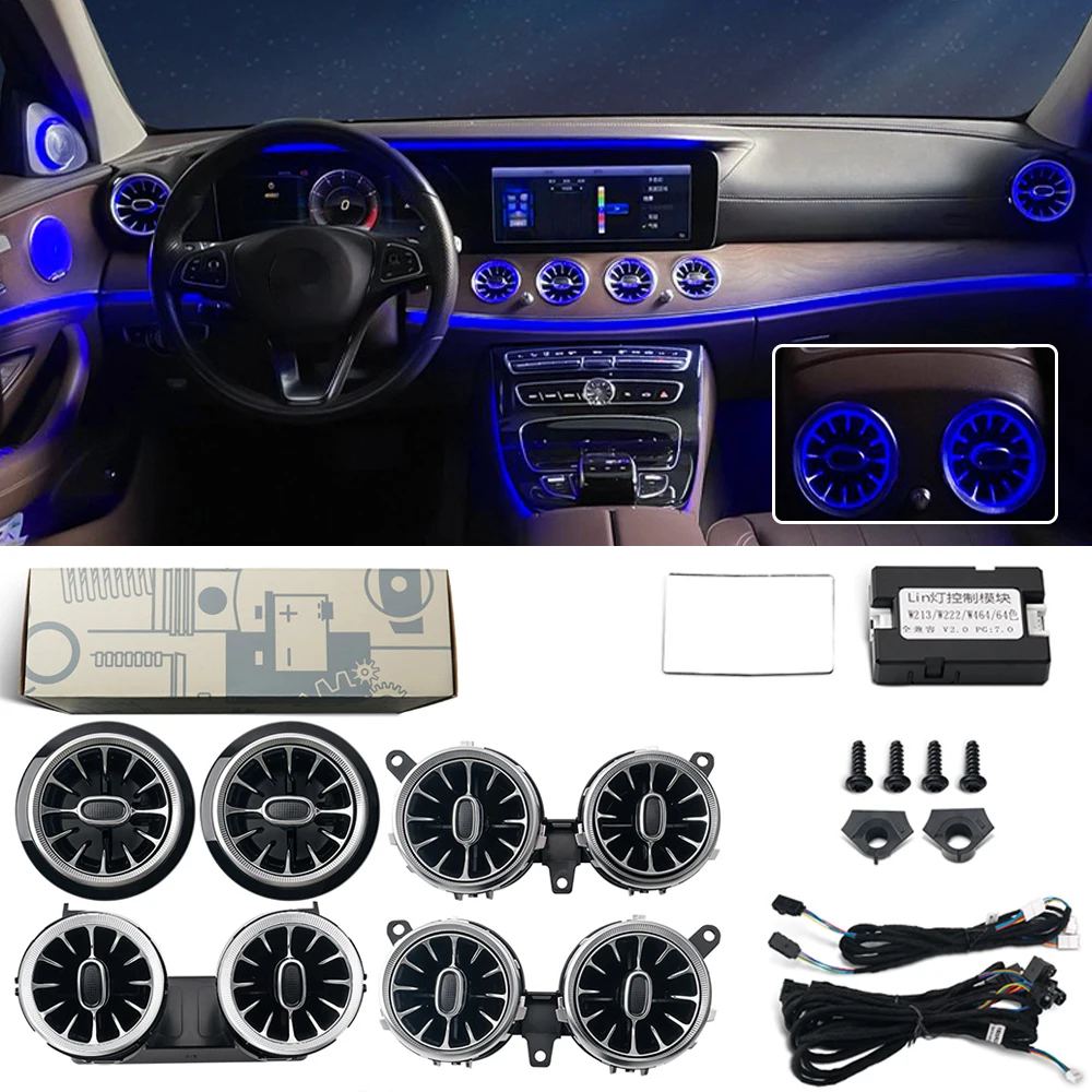 

For Benz E/S/A/C-Class GLC/A/CLA/GLA For AMG W205 X253 W176 W117 W156 W213 W222 W206 Led Turbine Nozzle Ambient Air Vent LightsF
