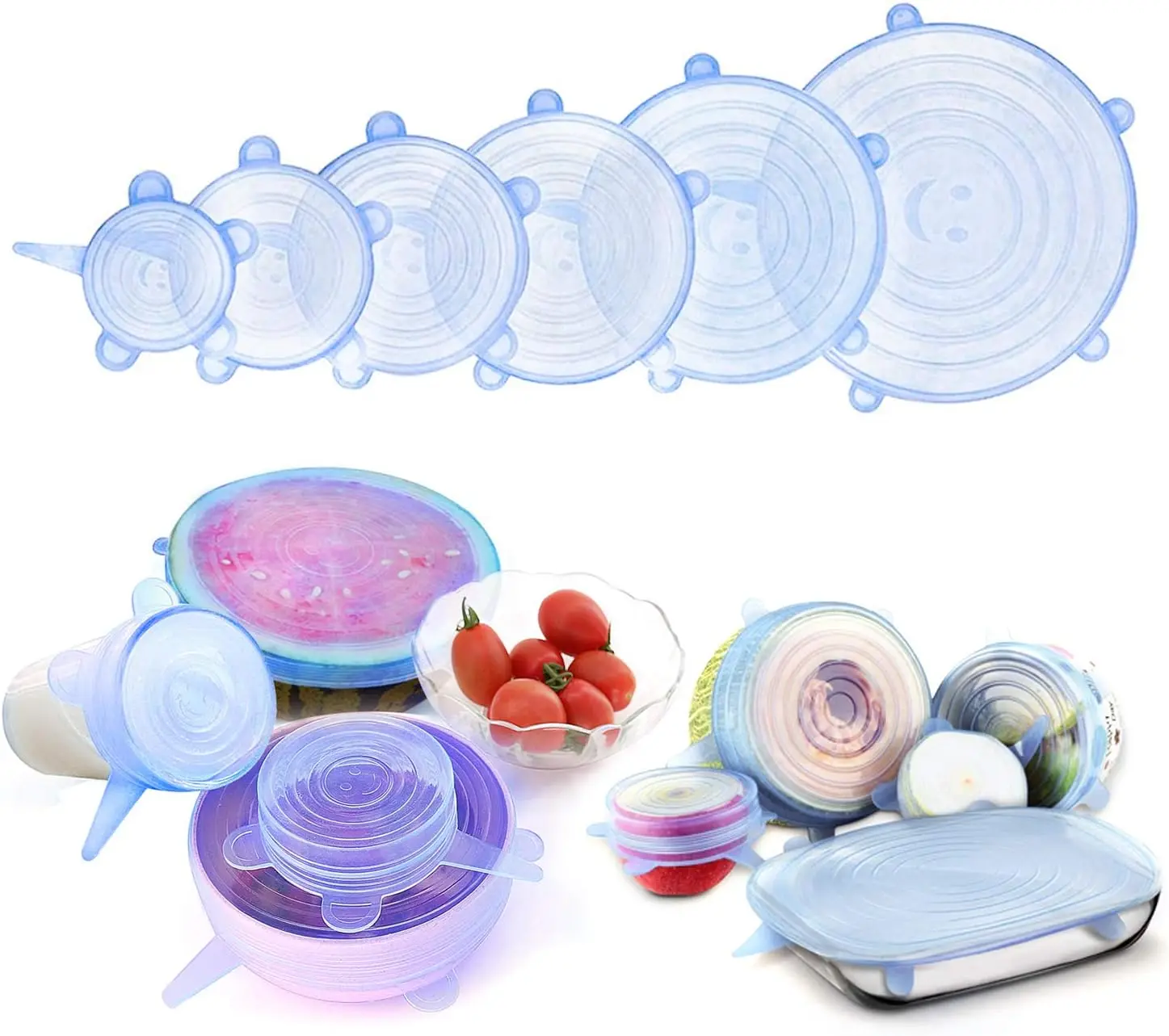 

Stretch Lids, Reusable Expandable Seal Bowl Covers Lid to Keep Food Fresh, Fit Various Sizes and Shapes of Containers or Bowls,