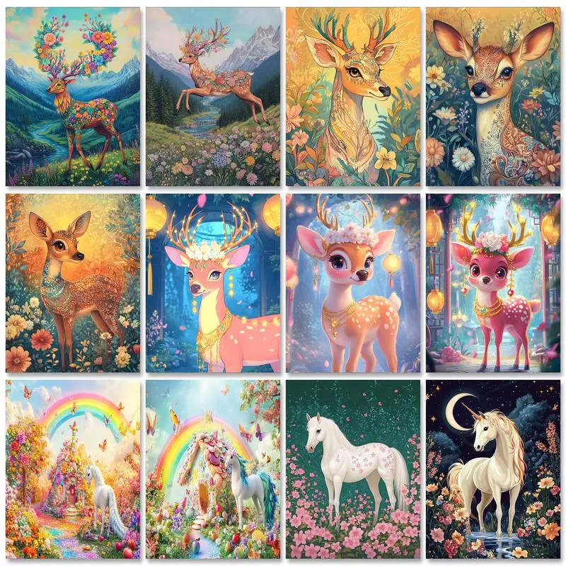 

RUOPOTY Deer Paint By Numbers Personalized Gift Paint With Numbers Animal Acrylic Painting on Canvas Frame Acrylic on Canvas Pai