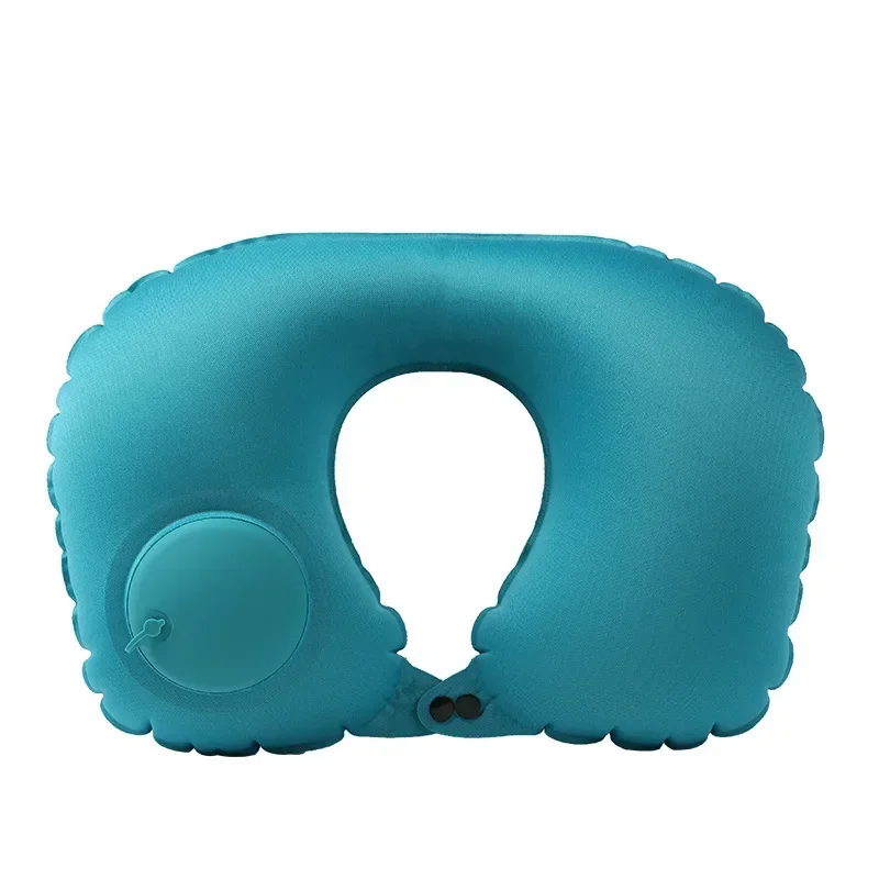 U Shape Neck Cushion Automatic Air Inflatable Pillow Compress Ring Pillow For Airplane Car Outdoor Travel