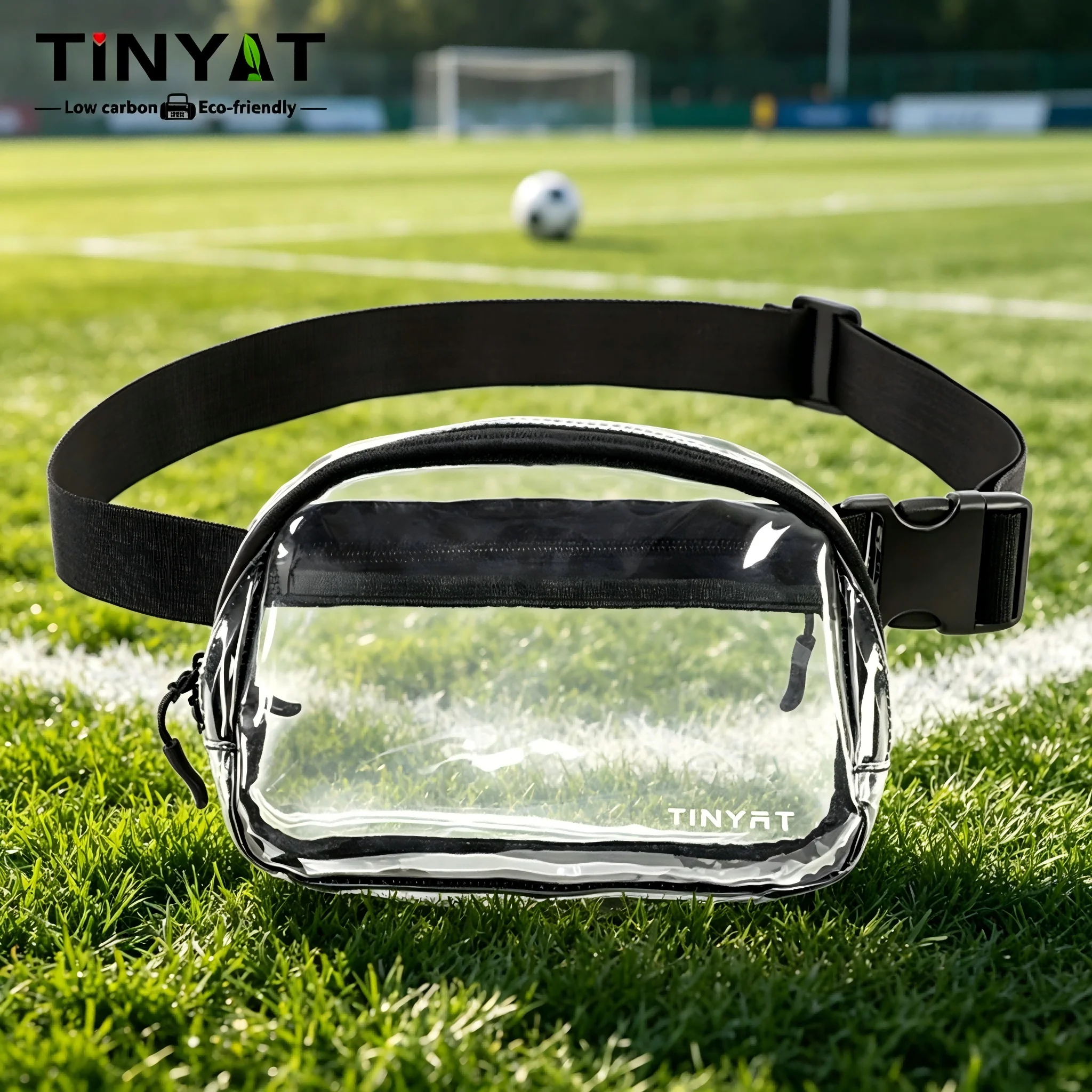 TINYAT Sac banane transparent en PVC pour hommes et femmes, approuvé pour les stades, compatible sécurité, sac à bandoulière croisé