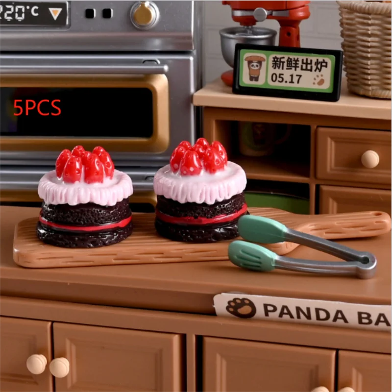 5/10 قطعة دمية مصغرة محاكاة كريم الفراولة كعكة نموذج الغذاء لعبة المنزل الحلي الاطفال التظاهر اللعب هدية