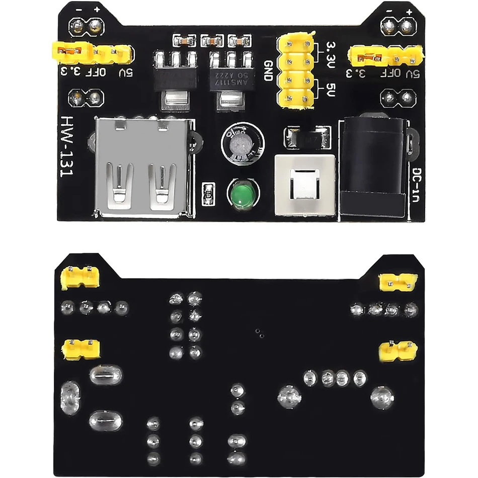 3sets 3.3V 5V MB102 Solderless Breadboard Power Supply Module with 9V Battery Clip Power Cable 2.1x 5.5mm Male DC Jack Plug