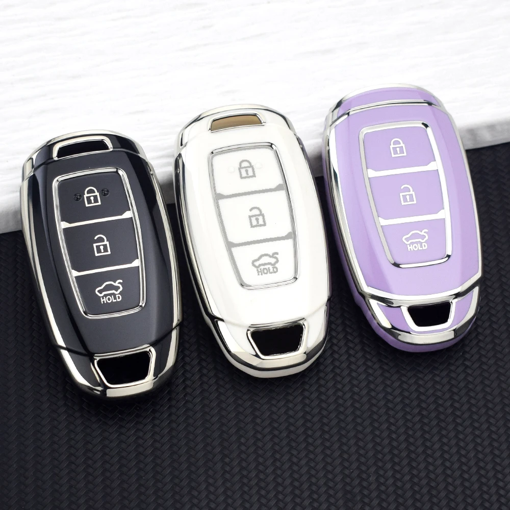 Funda de TPU para Llave con 3/4/5 Botones para Hyundai Santa Fe, KONA, I30, Accent, Ix35, Encino, Solaris, Azera, Grandeur, Ig, Palisade, Juego de Llaveros